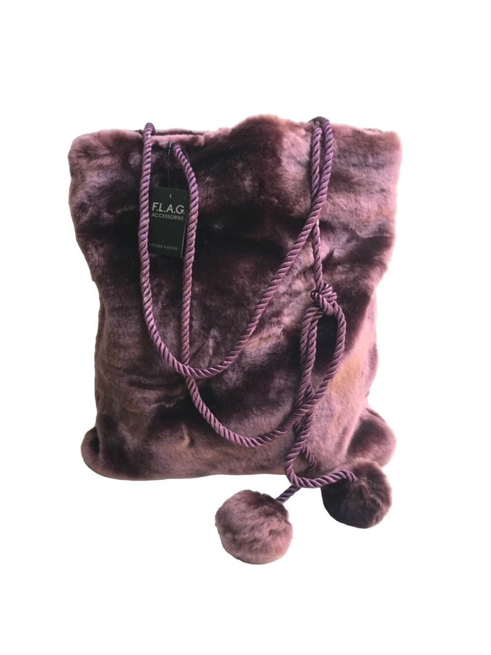 F.L.A.G. Soft Faux Fur Shoulder Bag Pom Poms! NWT